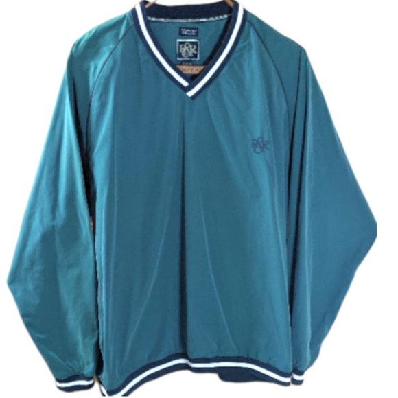 Men's R&R Pro Pullover Windbreaker Blue/Green Sport Tennis - Large - Picture 1 of 16
